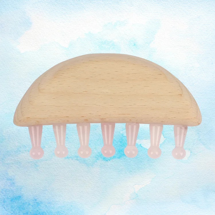 Rose Quartz Head Massage Comb (9 Teeth)